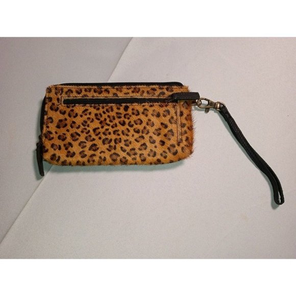 Myra Bag Rustic Black Tan Cheetah Cowhide Leather‎ Wristlet Wallet - Picture 1 of 3